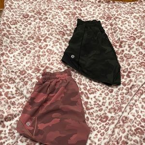 Rare lululemon camo shorts pack! Pink and green camo set! Hotty hot, size 2, 4”!
